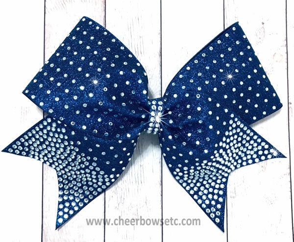 navy blue glitter and rhinestone bow awesome