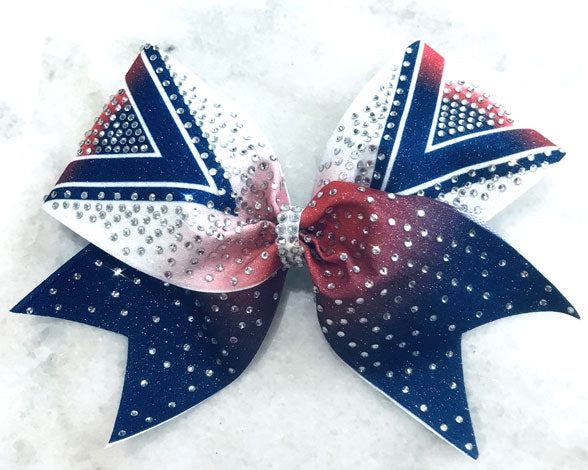 navy white red cheer bow