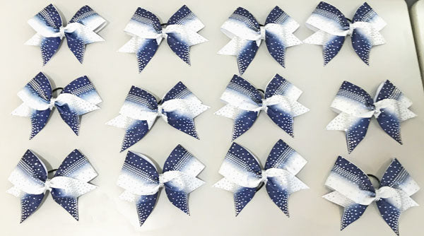 Navy Blue & white dye sublimation team bow orders