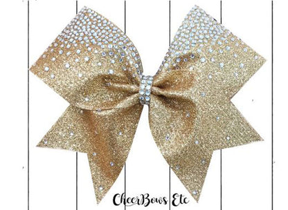 Frosted Loops Glitter Rhinestone Cheerleading Hair Bow