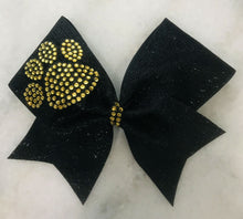 Topaz Paw rhinesones on a black glitter base