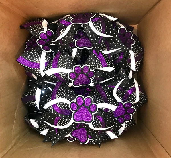 3D paw Rhinestone Bows packed and ready to ship