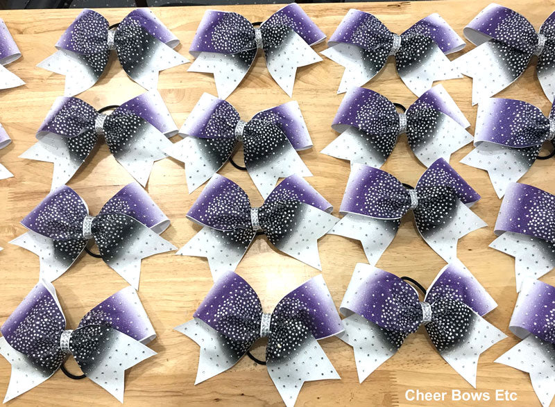 purple, white & black cheerleading hair bows 