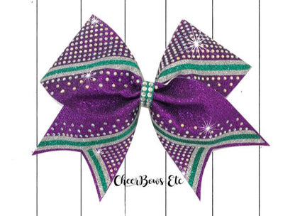 Purple Teal and Silver cheer bow