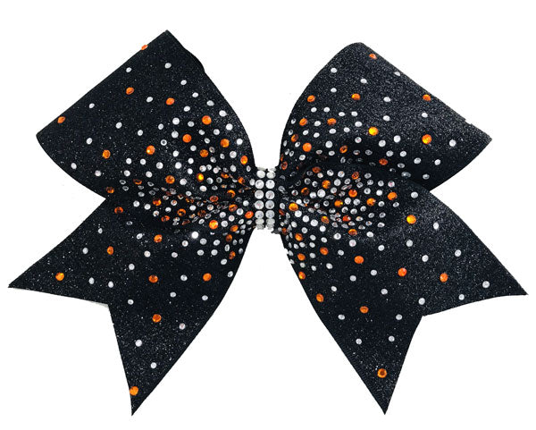Gold and Crystal Rhinestone cheer bow with black glitter