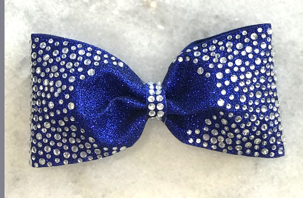 Pretty Royal Blue Glitter tailless cheerleading bow