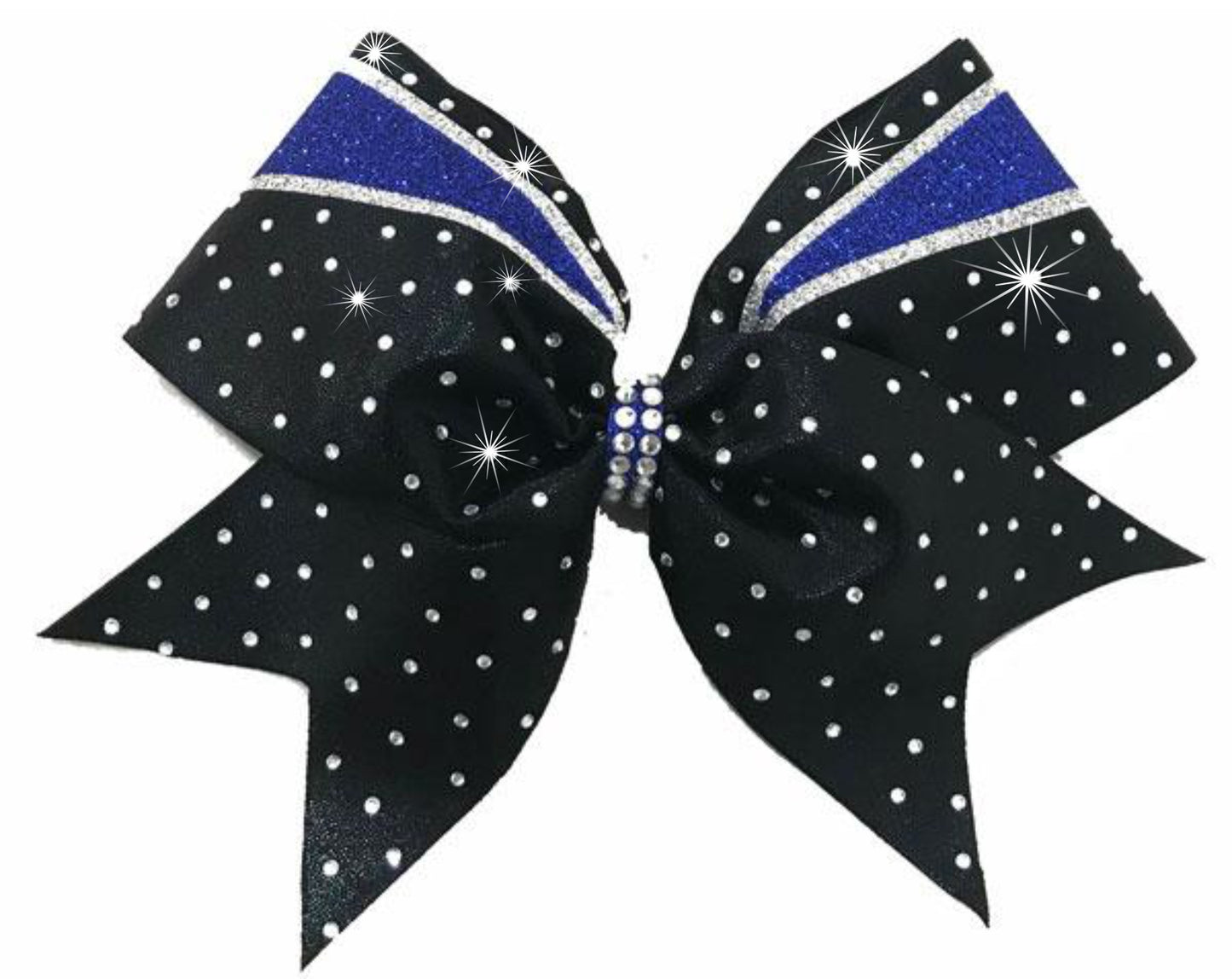 Royal Blue and White Glitter & Stones Bow