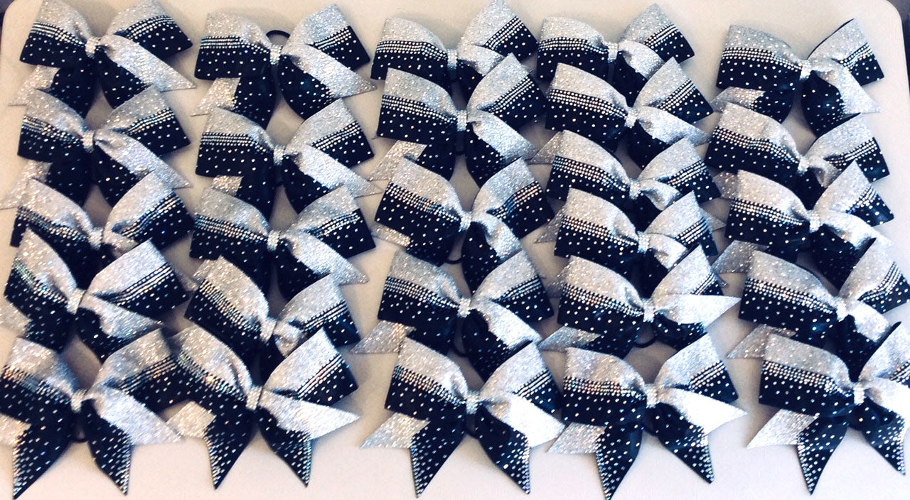 Sparkly Black and silver cheerleading bows 