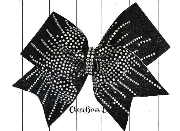 Black heavy rhinestone spider design cheer bow