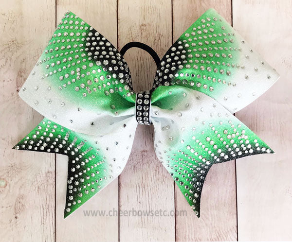 Sunray cheer bow in lime and black 