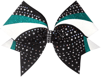 teal black and white swirl cheer bow