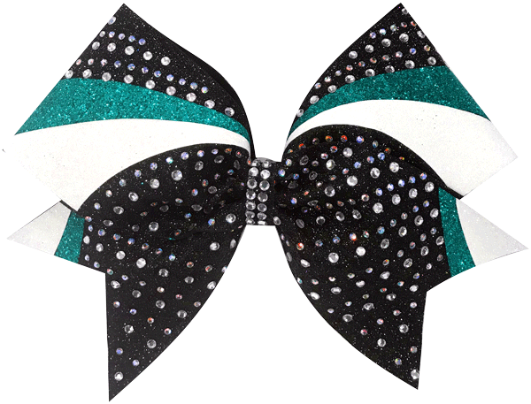 teal black and white swirl cheer bow