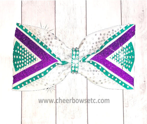Purple & Teal Tailless cheer bow