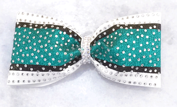 Teal black white cheer bow