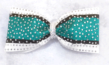 Teal black white cheer bow