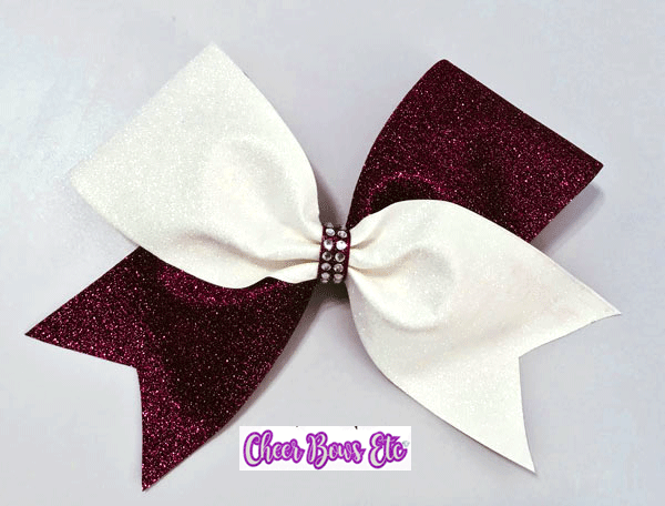 Tick Tock Glitter Maroon cheerleading bow