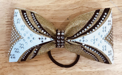 old gold black white rhinestones bow